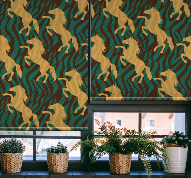 Galopperende gouden paarden rolgordijn dieren - TenStickers