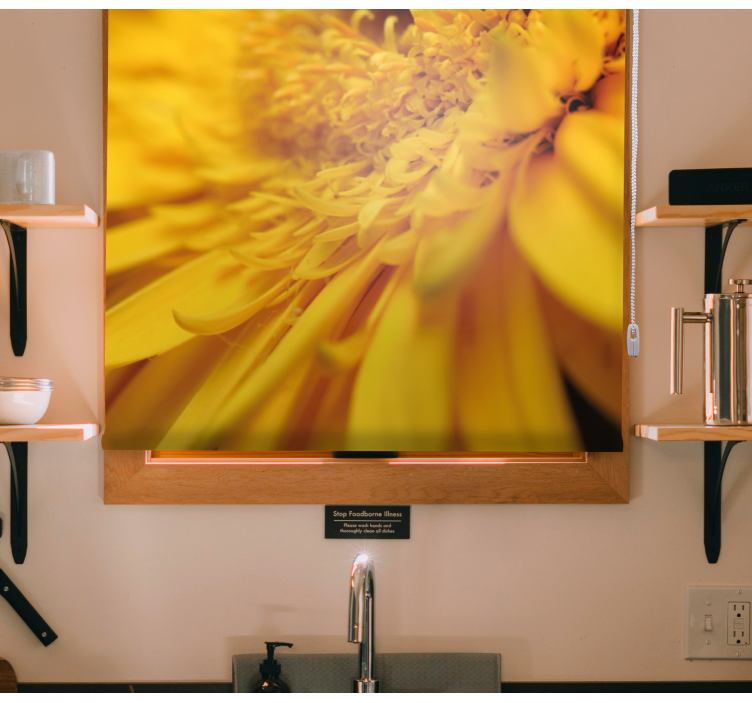 Gele close-up rolgordijn bloemen en planten - TenStickers