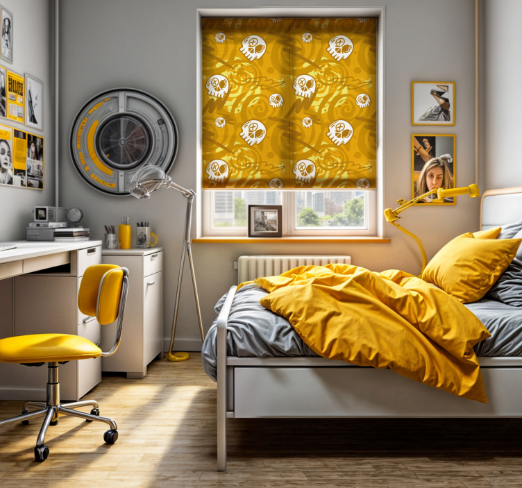 Graffiti met schedels rolgordijn tienerkamer - TenStickers