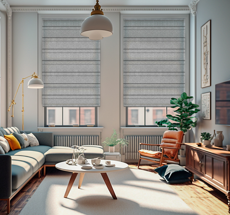 Grijze strepen rolgordijn woonkamer - TenStickers