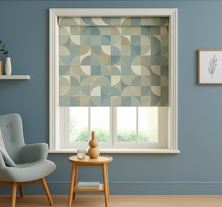 Groene abstracte vormen modern rolgordijn - TenStickers