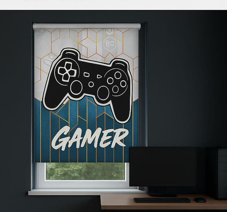 Hexagon gamer-stijl gamer rolgordijn - TenStickers