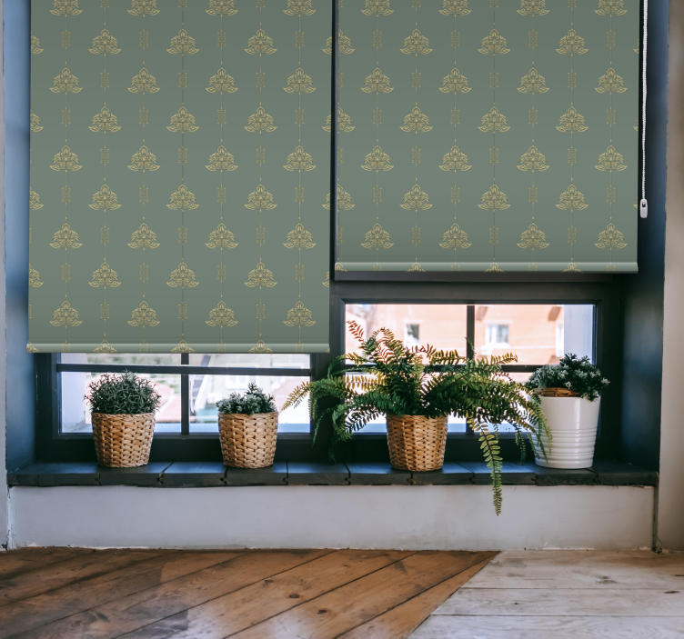 Jugendstil patroon met gouden bloemen rolgordijn woonkamer - TenStickers