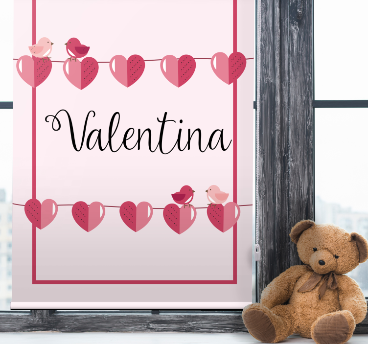 Liefdesharten en naam rolgordijn tienerkamer - TenStickers