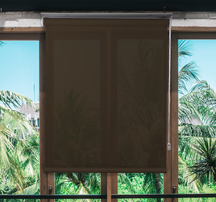 Ondoorzichtige eenvoud bruin rolgordijn woonkamer - TenStickers