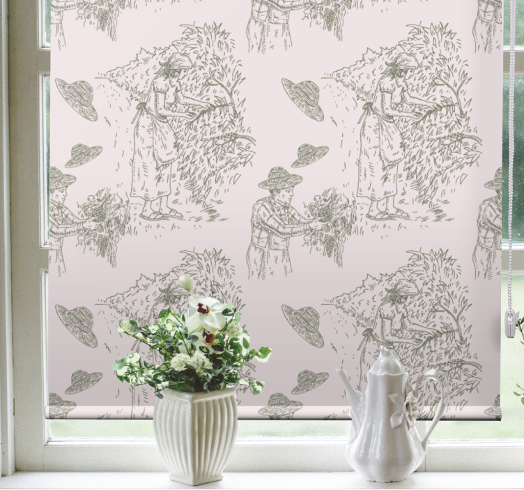 Oogst scène vintage elegant rolgordijn - TenStickers