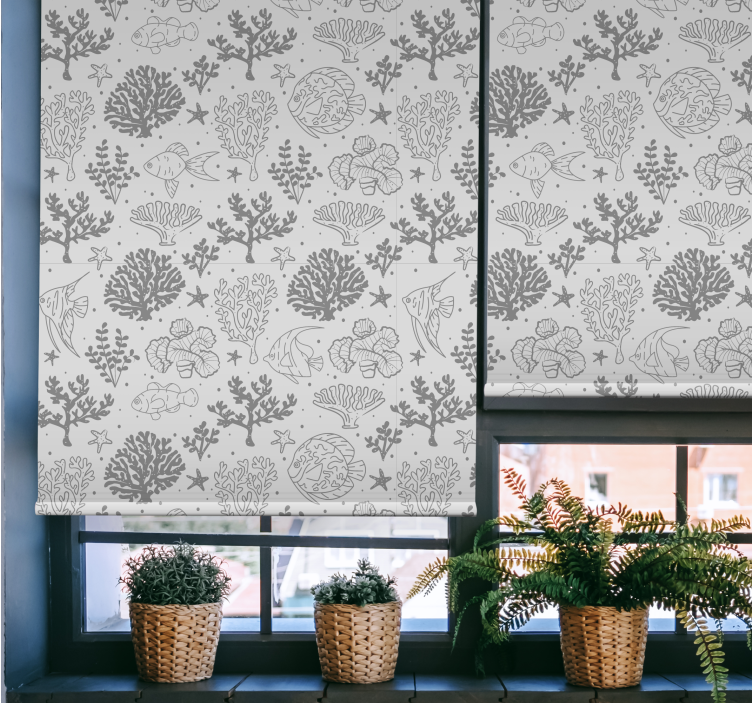 Patronen van het leven in de oceaan rolgordijn dieren - TenStickers