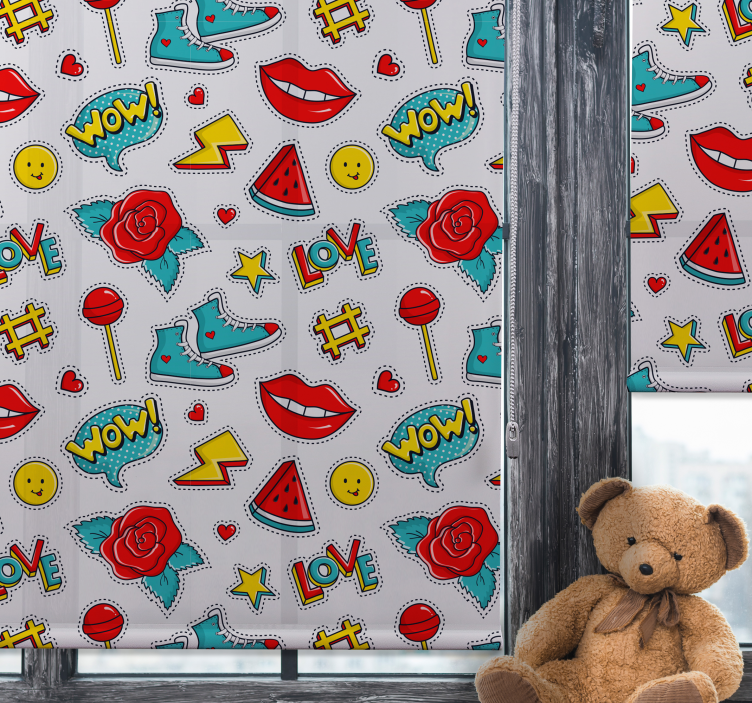 Popcultuurpatronen rolgordijn grappig - TenStickers