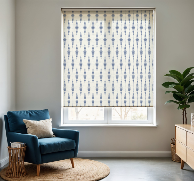 Rabaul ikat blauw en beige rolgordijn woonkamer - TenStickers