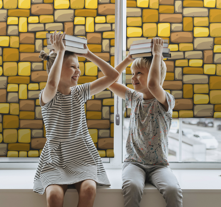 Rechthoekig geel mozaïek patronen rolgordijn - TenStickers