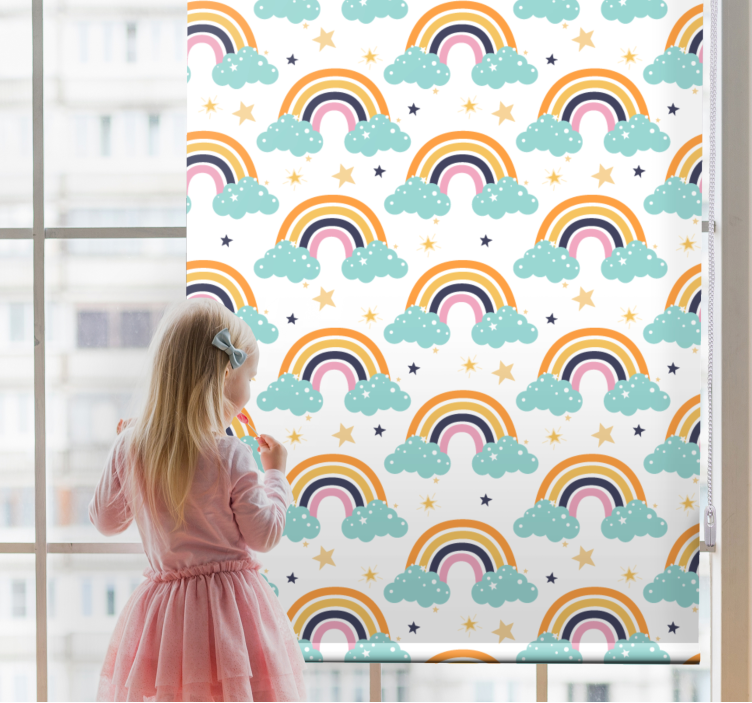 Regenbogen en wolken kinderkamer rolgordijn - TenStickers