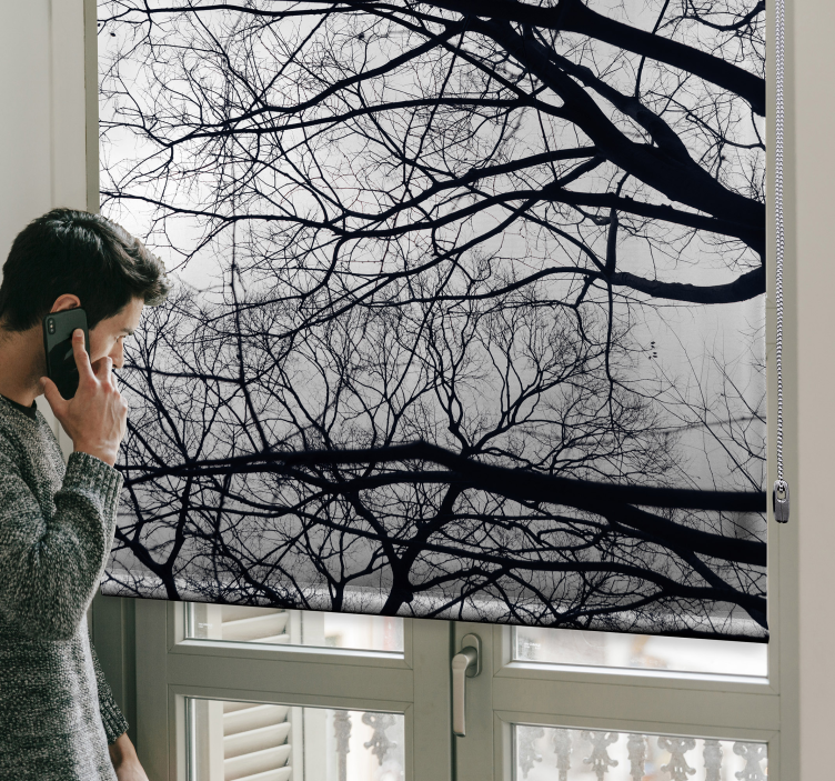 bomen rolgordijnen Wit en grijs - TenStickers