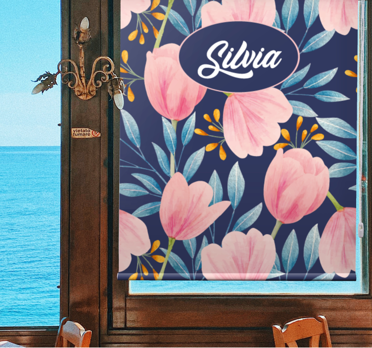 Roze bloemenontwerp rolgordijn bloemen en planten - TenStickers