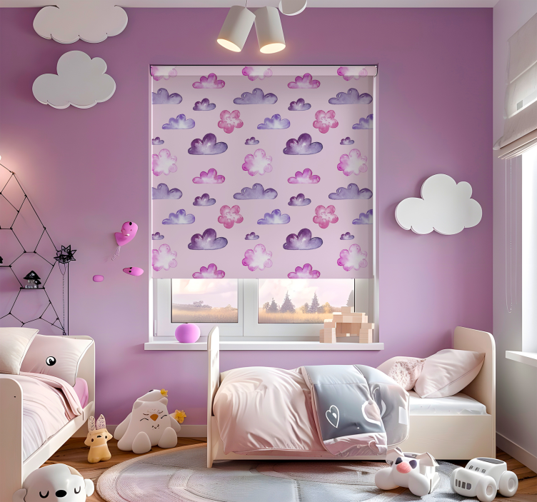 Roze patroon rolgordijn wolken - TenStickers