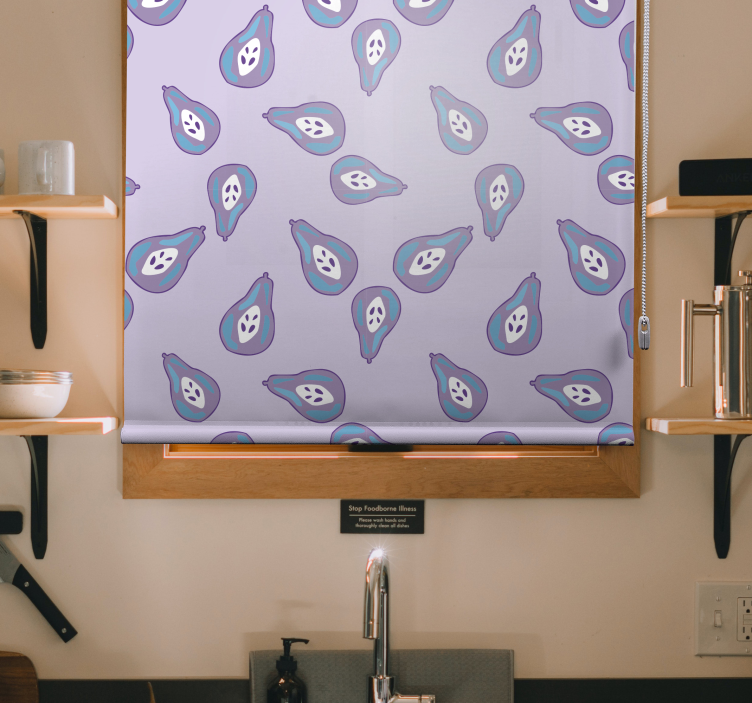 Speels perenpatroon rolgordijn fruit en groente - TenStickers