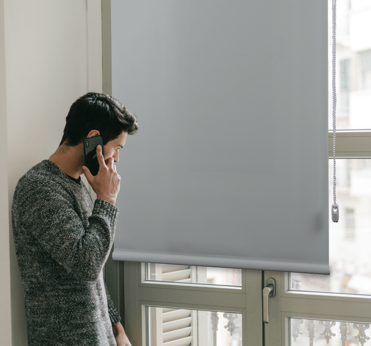 Strakke grijze roller verduisterend rolgordijn - TenStickers