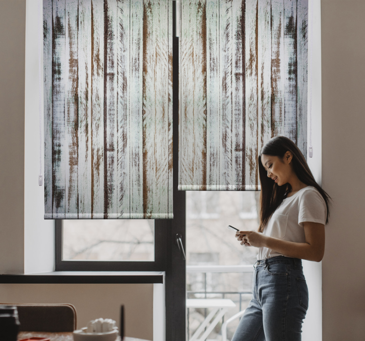 Vintage rolgordijn oude planken - TenStickers