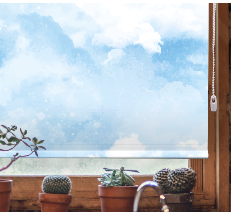 Zachtblauw ontwerp rolgordijn wolken - TenStickers