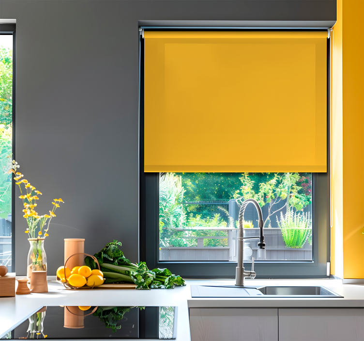Zonnebloem tinten keuken rolgordijn geel - TenStickers
