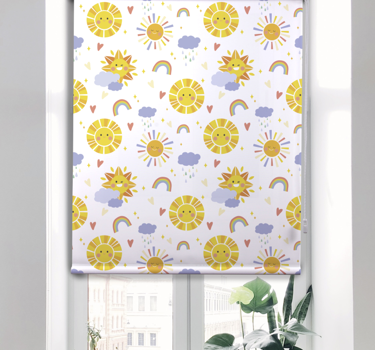 Zonnige wolken en regenbogen kinderkamer rolgordijn - TenStickers