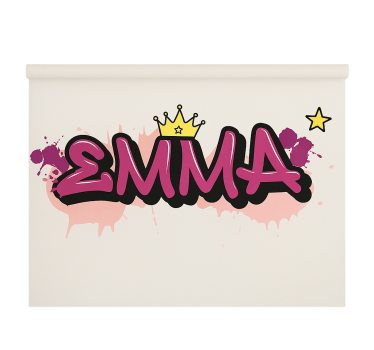 Roze aangepaste graffiti kinderkamer rolgordijn - TenStickers