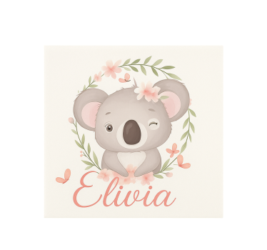 Koala met naam rolgordijn gepersonaliseerd - TenStickers
