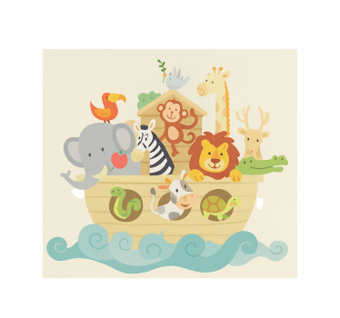 Kinderkamer rolgordijn met ontwerp van noah's ark - TenStickers