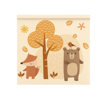 Beige bosdieren kinderkamer rolgordijn - TenStickers