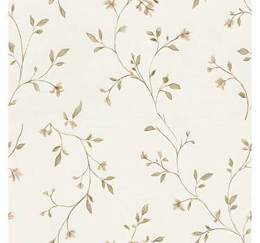 Witte achtergrond met bloemen rolgordijn woonkamer - TenStickers