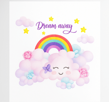 Roze wolken en regenboog kinderkamer rolgordijn - TenStickers