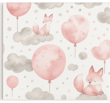 Pastel ballonnen en wolken kinderkamer rolgordijn - TenStickers