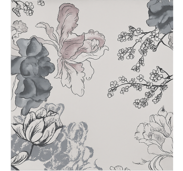 Grijstinten aquarel bloemen rolgordijn woonkamer - TenStickers