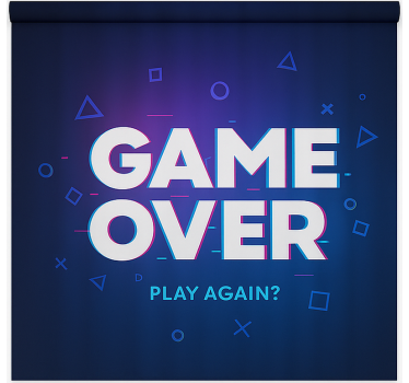 Spel over, opnieuw spelen gamer rolgordijn - TenStickers