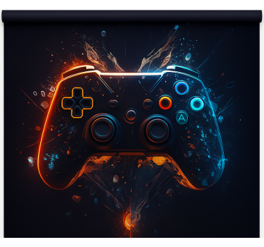 Vuur- en ijscontroller gamer rolgordijn - TenStickers