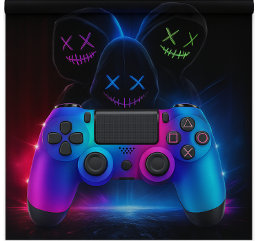 Neon mysterieuze gamers gamer rolgordijn - TenStickers