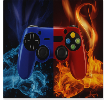 Vuur- en ijsconsole gamer rolgordijn - TenStickers