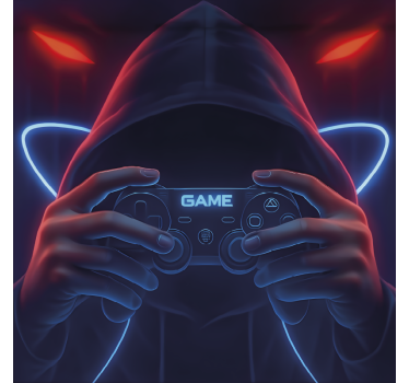 Neon gamer met hoodie gamer rolgordijn - TenStickers