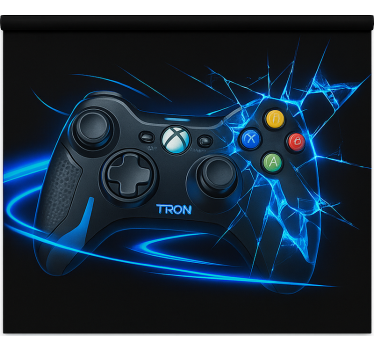 Verbrijzelde neonblauwe controller gamer rolgordijn - TenStickers