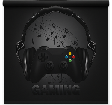 Monochrome hoofdtelefoon met controller gamer rolgordijn - TenStickers