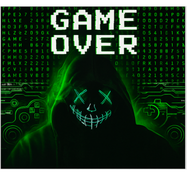 Gemaskerd gehackt game over gamer rolgordijn - TenStickers