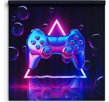 Chromen neon bubble controller gamer rolgordijn - TenStickers