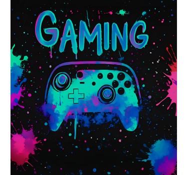 Neon-spatverfcontrollers gamer rolgordijn - TenStickers