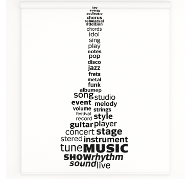 Muziek gitaar woorden rolgordijn tienerkamer - TenStickers