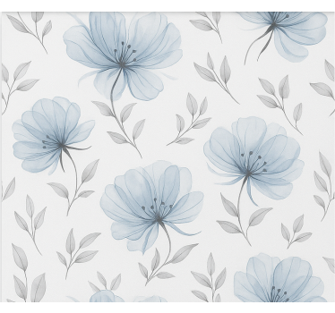 Blauwe elegante bloemen rolgordijn tienerkamer - TenStickers