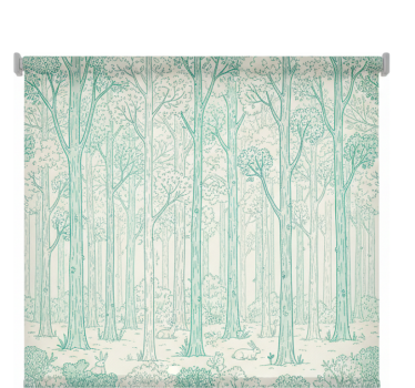 Rolgordijn bomen mint bosillustratie - TenStickers