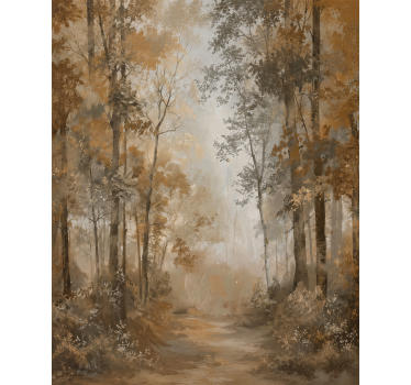 Rolgordijn bomen amber herfstbos - TenStickers
