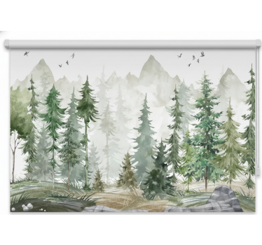Rolgordijn bomen nordic den minimal - TenStickers