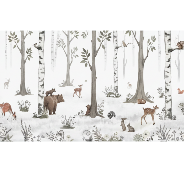 Rolgordijn bomen speelse bos schets - TenStickers