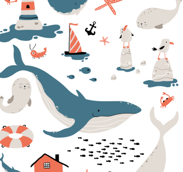 Kinderkamer rolgordijn met oceaanwalvissen thema - TenStickers