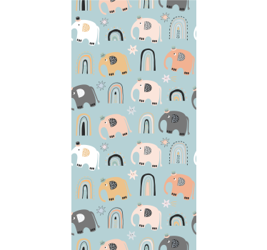 Kinderkamer rolgordijn olifant regenboog motieven - TenStickers